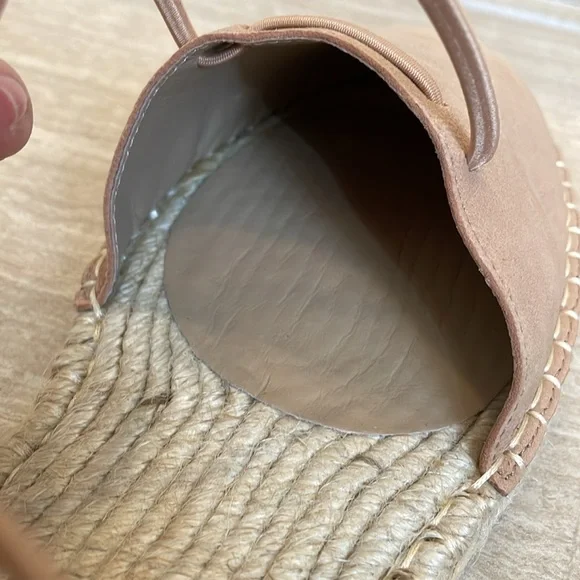 EILEEN FISHER UEC Sz 10 Leather Lace Up D'Orsay Espadrille Latte Sandal Nude - Picture 8 of 16